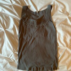 J. Crew ribbed grey tank with neckline detail size medium